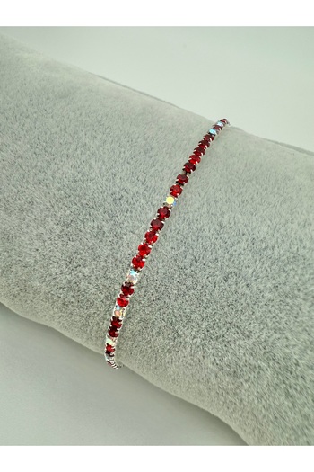 Snartun Red - Claret Red Zircon Stone Sparkling Elastic Bracelet