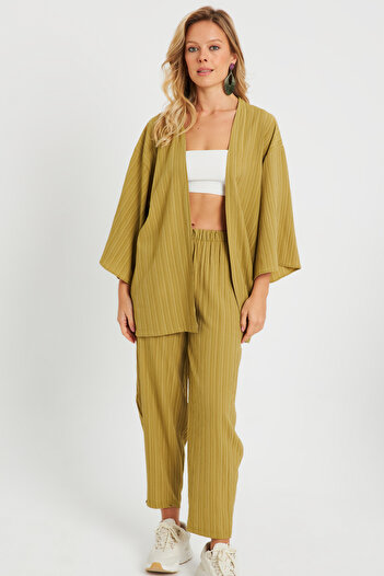 Cool & Sexy Női becsomagolt kimonó szett Khaki Q983