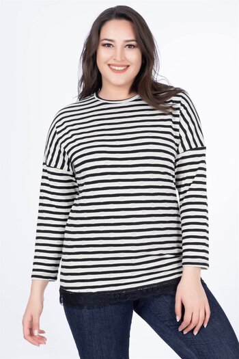 MYLİNE Combed Cotton T-Shirt with Lace Skirt