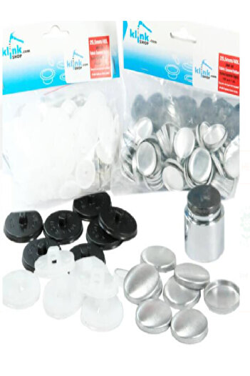 Klinkshop 40 Size Fabric Coated Capsule Button Hammer Making Kit - 100 Pieces 25.5mm Capsules and Button Pressing Apparatus