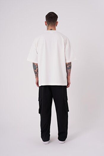 Machinist Ανδρικό T-Shirt Tired Eyes κεντημένο oversize εκρού