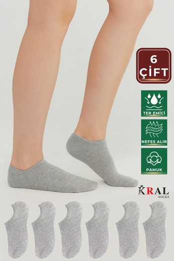Lüx Kral Men's - Women's Plain Pattern (6 PAIRS) Snikers Cotton Anti-Sweat Socks