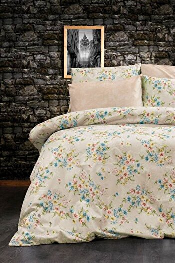 CANDAN ÇEYİZ Double Sena Coffee Set 4 Pillowcases and Duvet Cover (Gift Beverage Available)