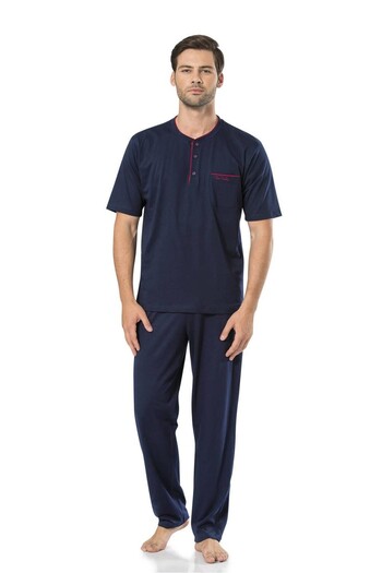 Pierre Cardin Men's Short Sleeve Combed Cotton Pajamas