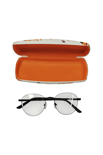 bonjorno aksesuar Oval Patterned Glasses Case for Optical Frame (Solid) with Cleaning Cloth Gift