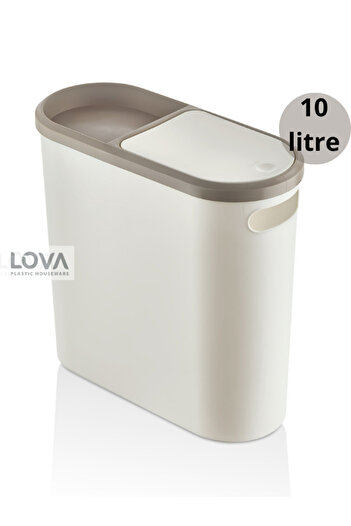 Lova 10 lt Kups Banyo,Ofis,Mutfak Çöp Kovası (KREM)