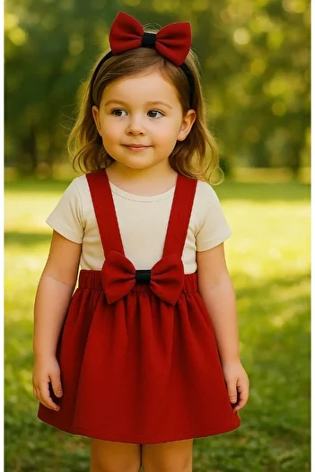 Şenkız Red Crepe Salopet - Bandana Detail Dress