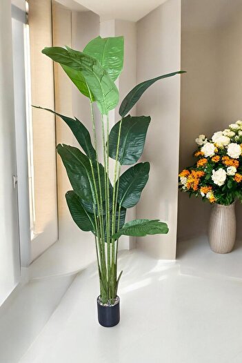 YAPAY ÇİÇEKÇİNİZ Yapay Ağaç Starliçe Gerçek Dokunuş 12 Büyük Yaprak Yeşil 180-185 Cm