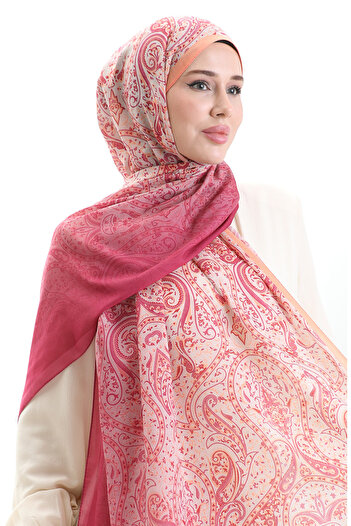 sefamerve Karaca Patterned Cotton Shawl 82003-09 Powder Orange