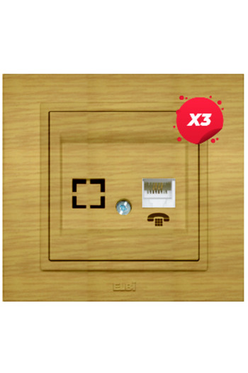 ELBI ELECTRIC X3 - Zena Maple Telephone Socket Euro ST