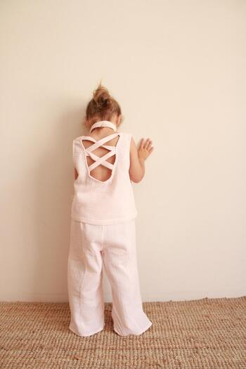 Oh La La Koala For Little Ones Pink Striped Cross Stripe Detailed Muslin Set with Scarf