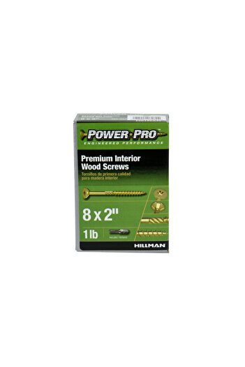HILLMAN Power Pro Zinc Plated Flat Head Premium Interior Wood Screw Yellow 8 x 2inch