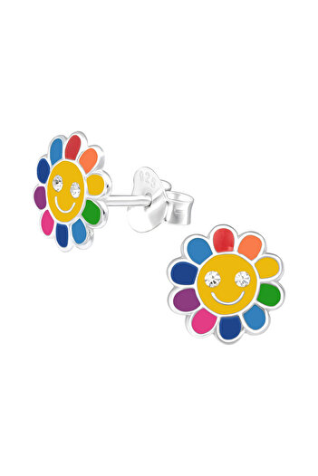 Sophia Collection Cercei copii argint 925 model Floare multicolora cu cristale