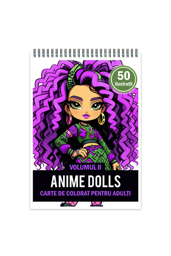 Legendary Gifts Carte de colorat pentru adulti, 50 de ilustratii, Anime Dolls - Volumul II 106 pagini