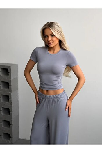 COMBİNE MİCHAİL Women's Body Summer T-Shirt Gray