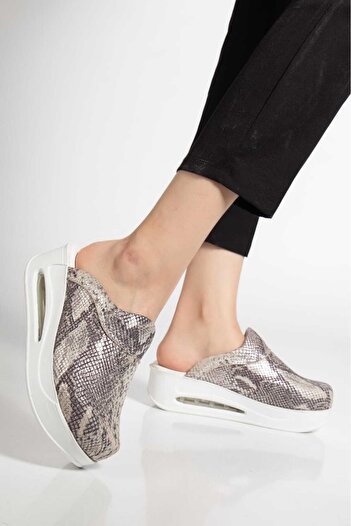 BLUMSABOTERLİK Snake Pattern Women's Orthopedic Sabo Anatomical Sole Comfortable Slippers (at Home, at Work, on the Street, Anywhere)