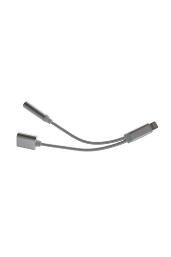 OEM 2in1 Lightning to 3.5mm Jack Adapter + Charging - 12cm - Compatible with iPhone 7/8/X/11/12/13/14