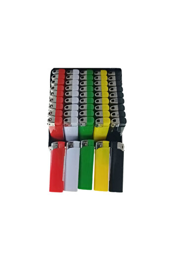 OEM Set of 50 pocket lighters, BRF00023, 83 x 27 x 13 mm, adjustable flame, multicolor