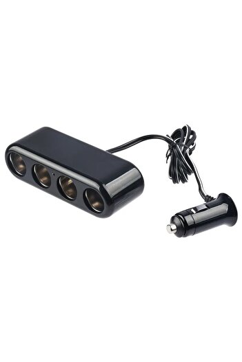 OEM Multiplicator brichetă auto cu splitter cu 4 porturi, intrare DC 12-24V, cablu 100cm, 5V 1A, negru