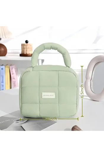 womistore Жіноча косметичка з капітоне, косметичний органайзер, косметичка великої місткості