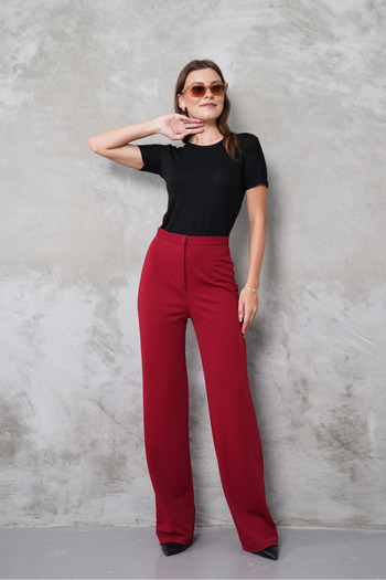 macharel jeans Kadın Yeni Sezon Yüksek Bel Klasik Pantolon-