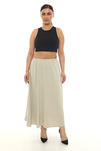 Butik Women's Elasticated Plus Size Flared Skirt