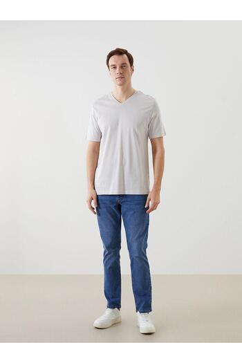 LC Waikiki Lcwaikiki Classic V-Neck Short Sleeve Combed Cotton Men's T-Shirt (S5)