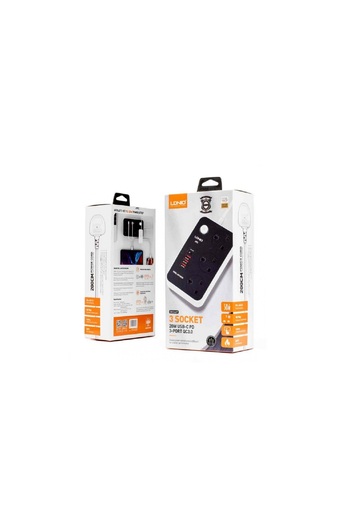 LDNIO وصلة طاقة 3 منافذ + 3 منافذ USB + منفذ PD 3M أسود
