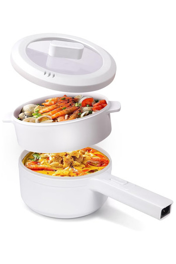 Primo Plus 2L Electric Hot Pot with Steamer & Temperature Control, Non-Stick Electric Cooker 1200W