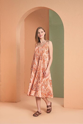 PJS Women's Orange Dress 27137
