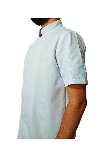 Ant Rotagrup Üniforma ve İş Elbiseleri Chef Jacket White Color Unisex Short Sleeve Summer Chef Cook Kitchen Jacket with Snap Fasteners