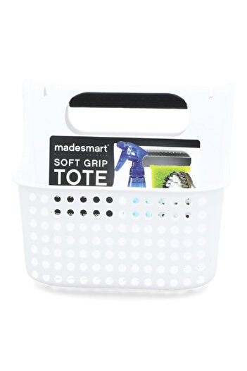 Madesmart Small Soft Grip Kitchen Sponge Tote with Drainage Holes White
