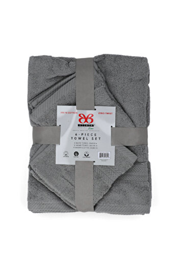 Bibb Home 6-Piece Zero Twist Super Soft Ultra Absorbent Towel Set Alloy TOWEL