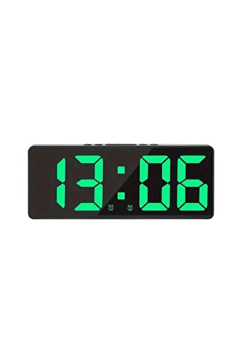 OEM Digital table clock with green LED display, multifunctional, 160 x 62 x 31 mm, ABS, black