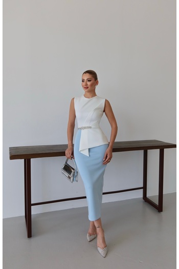 1Moda1Tarz Rochie de damă din țesătură importată, brodată cu piatră, căptușită, cu fante, căptușită, cu design special