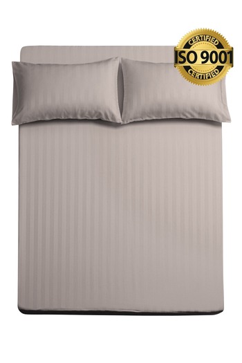 Master Home Textile Single Microfiber Sheet Set, Single Size 2 Pieces, Hotel Stripes Design