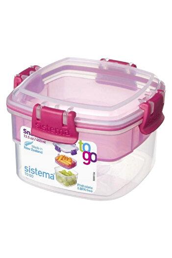 Sistema Square Food Storage Container Clear and Pink