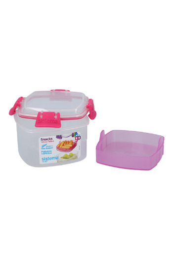 Sistema Square Food Storage Container Clear and Pink
