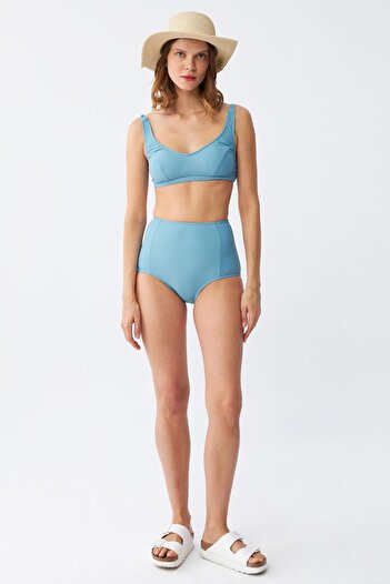 Akbeniz Women's Basic Turquoise Padded High Waist Bikini Set