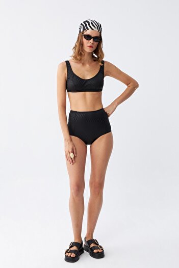 Akbeniz Women's Black Padded High Waist Bikini Set