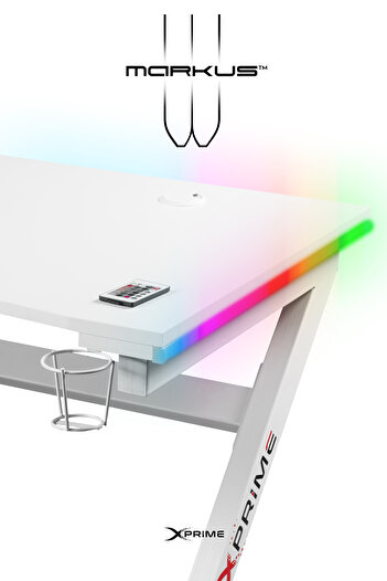 XPRİME xPrime Markus RGB Ledli Beyaz Pro Oyuncu Masası 160 CM