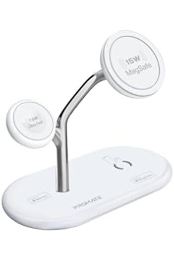 Promate MagSafe Charging Station with 15W MFM Magnetic Charging Stand, 7.5W MFi Apple Watch Charger,
