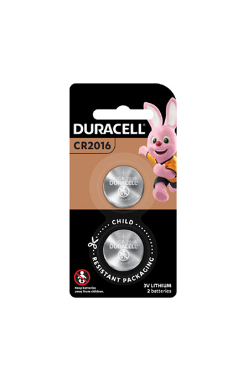 Duracell 2-Piece Child-Resistant Packaging CR2016 3V Lithium Coin Battery Silver