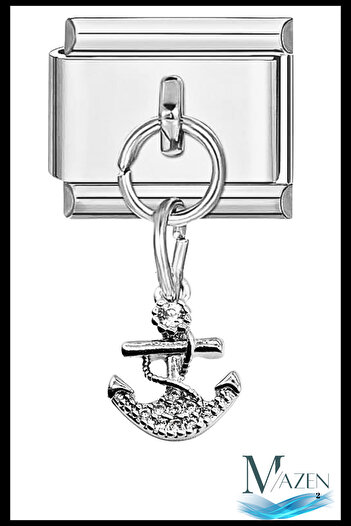 MAZEN Zircon Stone Anchor Pendant Charm |   Italian Bracelet Compatible |   Shiny Detailed Accessory