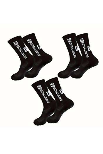 OEM Set 3 pairs of professional non-slip football socks with grip, black, one size
