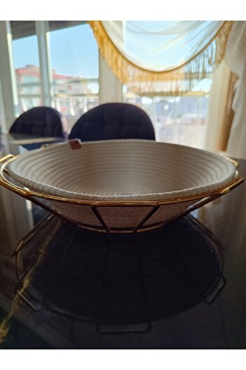 DEKOR ZÜCCACİYE HOME Yayvan Gold Metal Bread Basket