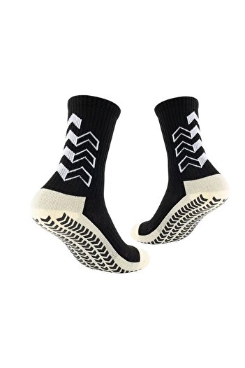 OEM Socks for football, anti-slip, professional, with grip on sole, black-white, one size