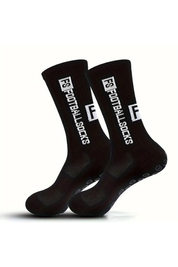 OEM Football Socks FS - Anti-Slip Professional Socks with Grip on Sole, Black, One Size