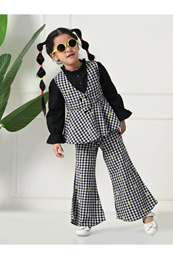 Bella Moda By Styli Checked Print Long Sleeve Top and Pants Set