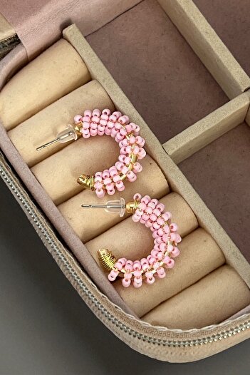 MUTENA Bead Detailed Design Hoop Earrings